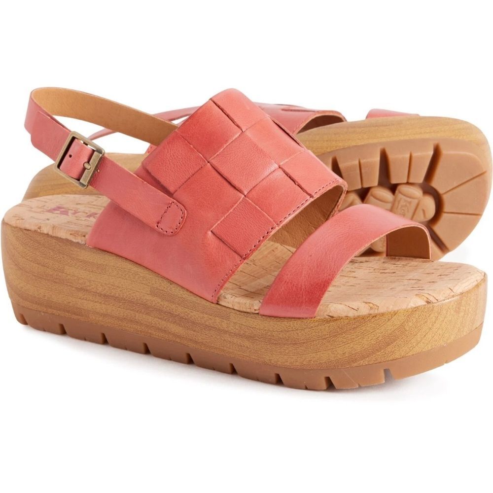 Womens Korks Fraya Platform Wedge Sandal Coral Size 8